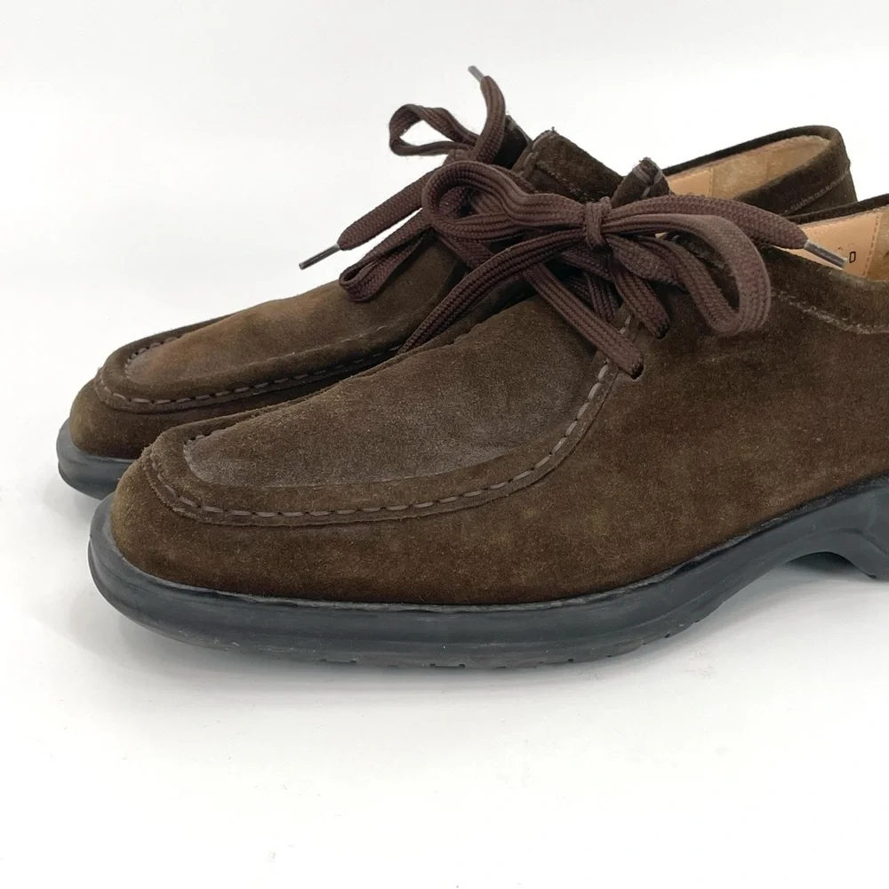 Salvatore Ferragamo Brown Suede Leather Stitched Square Toe Oxford Dress Shoes 7